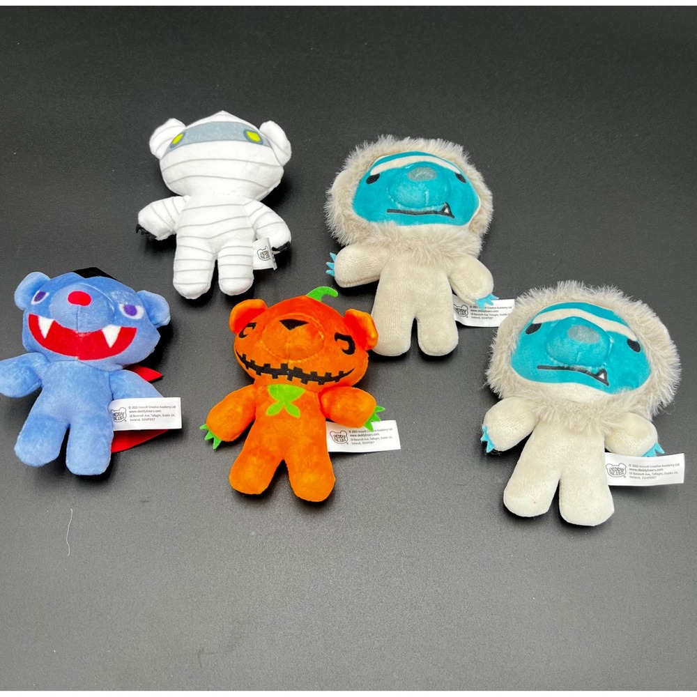 Deddy Bears 2023 Plush Lot 5pc Vampire Mummy Pumpkin Yeti Halloween Toys